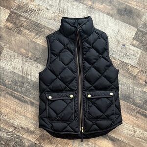 J.Crew Black Quilted Vest with Gold Details